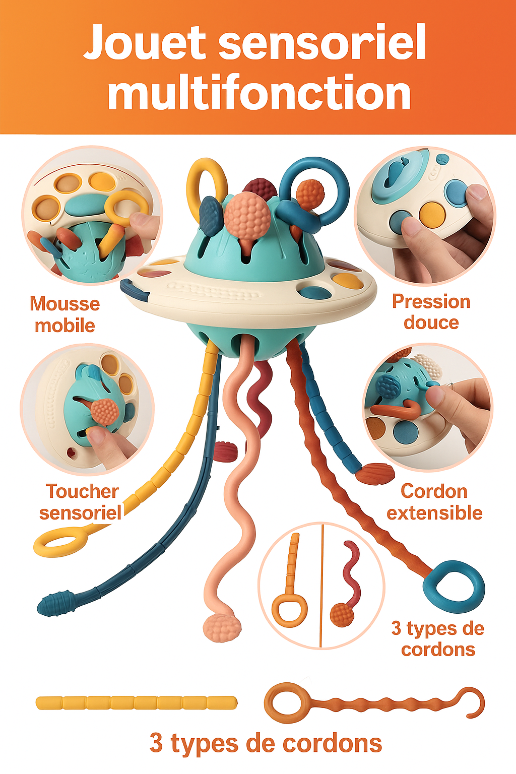 Jouets sensoriels Montessori pour tout-petits de 6 à 18 mois,